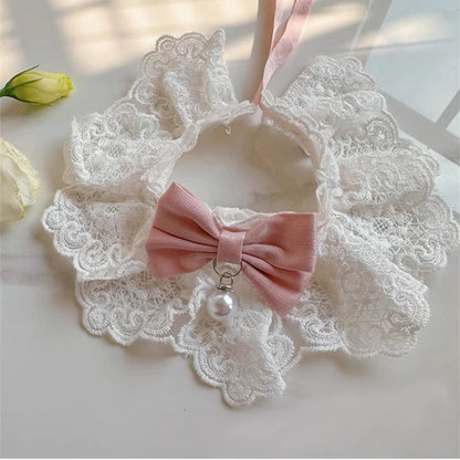 Pearl Dog Collar Jewelled Silk Ribbon Scarf Necklace